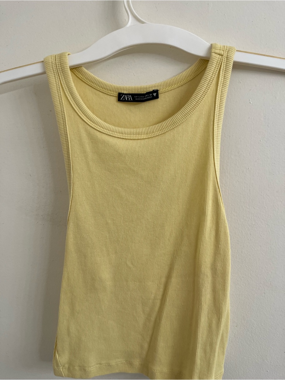 ZARA Pale Yellow Ribbed Tank Top - Picture 4 of 4